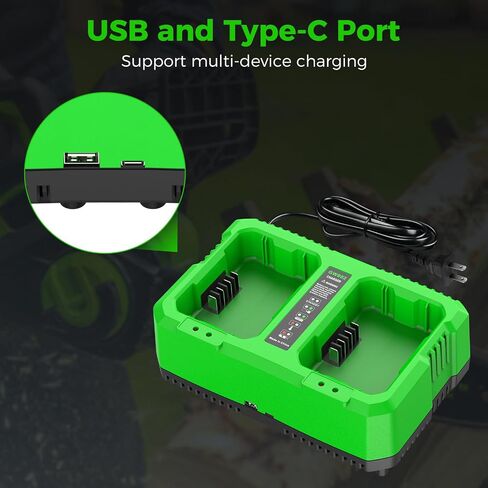 2Port 80V Charger Compatible with Greenworks Pro 80V Battery, Replacement for Greenworks 80V Battery Charger-Fast Charging & Safe Power Supply in Saudi Arabia