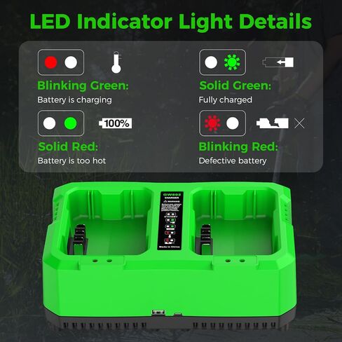 2Port 80V Charger Compatible with Greenworks Pro 80V Battery, Replacement for Greenworks 80V Battery Charger-Fast Charging & Safe Power Supply in Saudi Arabia