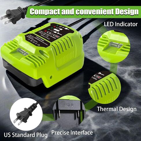 TPDL Mini Charger for Greenworks 40V Battery, 1/2 Size of Original, Compatible with G-MAX 40V Battery 29462, 29472 and for Greenworks Other 40V Battery in Kuwait