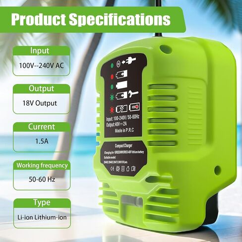 TPDL Mini Charger for Greenworks 40V Battery, 1/2 Size of Original, Compatible with G-MAX 40V Battery 29462, 29472 and for Greenworks Other 40V Battery in Kuwait