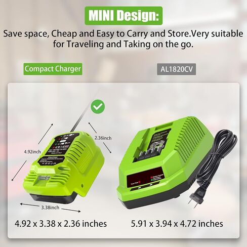 TPDL Mini Charger for Greenworks 40V Battery, 1/2 Size of Original, Compatible with G-MAX 40V Battery 29462, 29472 and for Greenworks Other 40V Battery in Kuwait