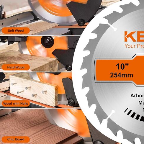 KENDO 10 Inch Circular Saw Blade Set, 2-Pack 40T 60T, 5/8 Arbor | Two 10 inch ATB blades for table and miter saws: 40T for ripping, 60T for plywood, MDF and laminate finish cuts in Saudi Arabia