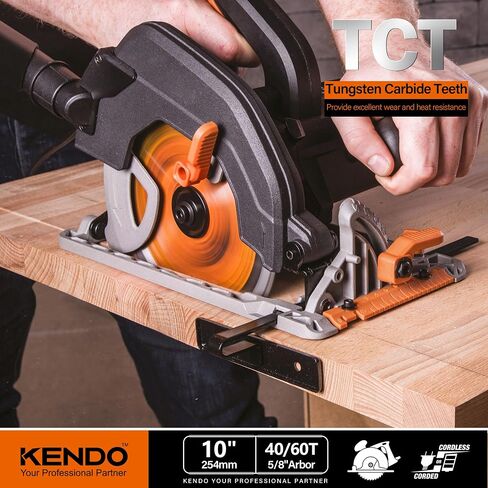 KENDO 10 Inch Circular Saw Blade Set, 2-Pack 40T 60T, 5/8 Arbor | Two 10 inch ATB blades for table and miter saws: 40T for ripping, 60T for plywood, MDF and laminate finish cuts in Saudi Arabia