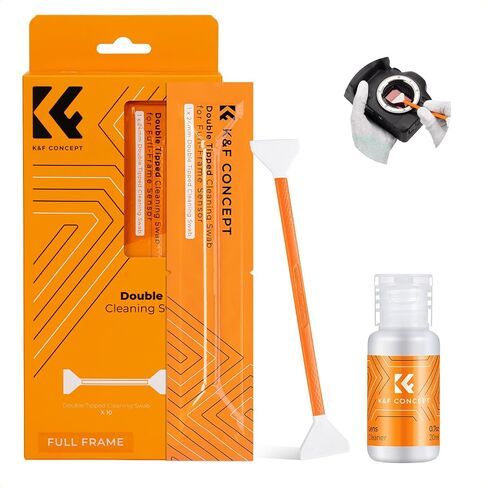 K&F CONCEPT Professional Full Frame Sensor Cleaning Kit with Sensor Cleaner | Double-Tipped Full-Frame Sensor Cleaning Swabs X10 and 20ml Sensor Cleaner,Precision Cleaning,for Nikon Canon Sony ,MA04 in Kuwait