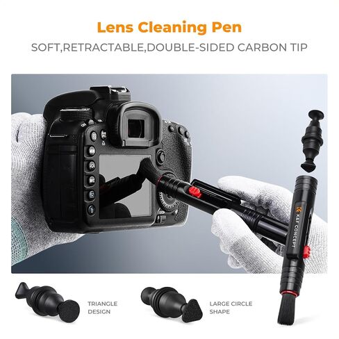 K&F Concept Professional Camera Cleaning Kit - Sensor Cleaner, APS-C & Full-Frame Swabs, Air Blower, Lens Brush, Gloves, Lens Cloths, Carry Case, Lens Cleaning Kit for FF DSLR & Mirrorless Cameras in Kuwait