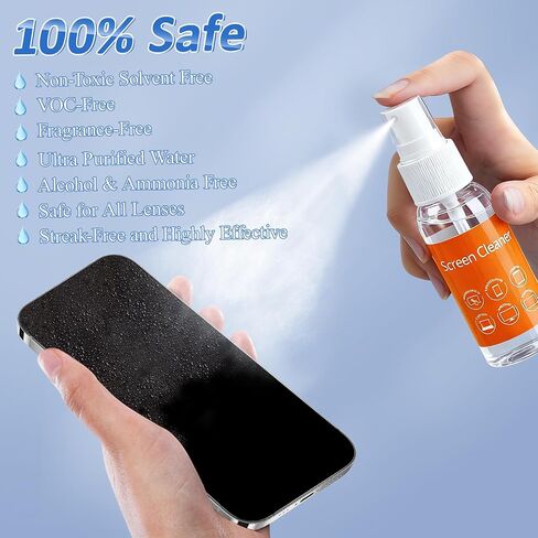 Ordilend Screen Cleaner Refill Kit for Keyboard Cleaning Kit Laptop Cleaner | Streak-Free Spray, for Computer, Phone, Pad, Includes Microfiber Cloth, 60ML in Kuwait