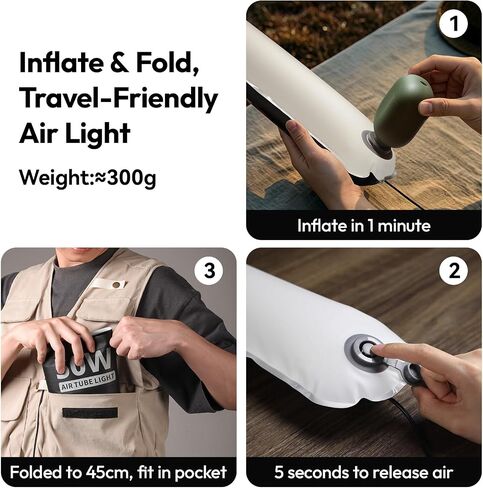 Ulanzi UA50 50W Inflatable Tube Light, Bi-Color LED, 2700K-6500K Foldable | Magnetic, 5200Lux CRI 95+, Portable+Hand Air Blower, Photography Lighting for Vlog, YouTube, TikTok Livestream Fill Light in Kuwait