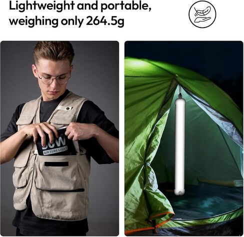 Ulanzi UA50 50W Inflatable Tube Light, Bi-Color LED, 2700K-6500K Foldable | Magnetic, 5200Lux CRI 95+, Portable+Hand Air Blower, Photography Lighting for Vlog, YouTube, TikTok Livestream Fill Light in Kuwait