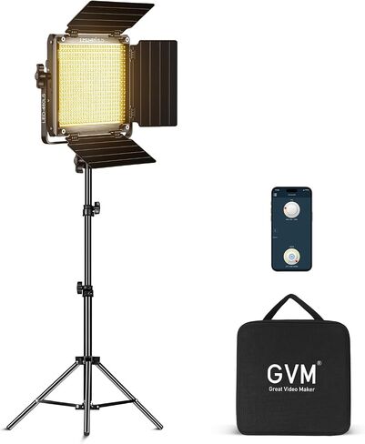 GVM 480 LED Video Light with Tripod, Dimmable 2300K-6800K LED Video Lighting with APP Control, SLED Photography Continuous Light for Studio Light for Studio YouTube Video Studio Set, Video Lamp in Kuwait