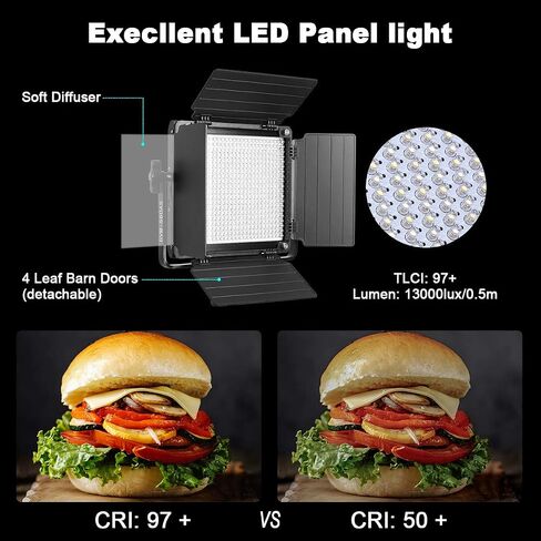 GVM 480 LED Video Light with Tripod, Dimmable 2300K-6800K LED Video Lighting with APP Control, SLED Photography Continuous Light for Studio Light for Studio YouTube Video Studio Set, Video Lamp in Kuwait