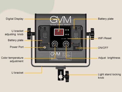 GVM 480 LED Video Light with Tripod, Dimmable 2300K-6800K LED Video Lighting with APP Control, SLED Photography Continuous Light for Studio Light for Studio YouTube Video Studio Set, Video Lamp in Kuwait