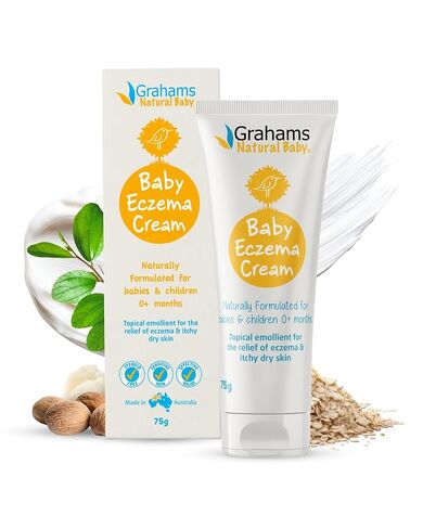 Grahams Natural Baby Eczema Cream Moisturizer for Newborn-12 Years | Rash, Redness, Dry Skin & Itch Relief | Colloidal Oatmeal & Shea Butter | Steroid-Free, Fragrance-Free for Sensitive Skin (75g) in Kuwait