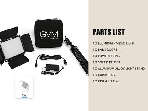 GVM 480 LED Video Light with Tripod, Dimmable 2300K-6800K LED Video Lighting with APP Control, SLED Photography Continuous Light for Studio Light for Studio YouTube Video Studio Set, Video Lamp in Kuwait