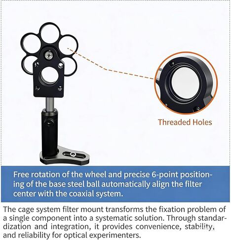 Filter Wheel for Telescope, 1 Inch Filter Wheel, Cage-Type Coaxial 6-Position Filter Wheel Holder, Threaded Interface, Planetary Moon Nebula Observation in Kuwait