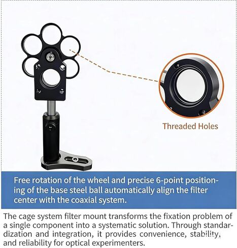 6-Position 1 Inch Telescope Filter Wheel, Cage-Type Coaxial Filter Holder with M4/m6 Threaded Interface, Aluminum Alloy Filter Wheel for Moon, Planet and Nebula Observation in Kuwait