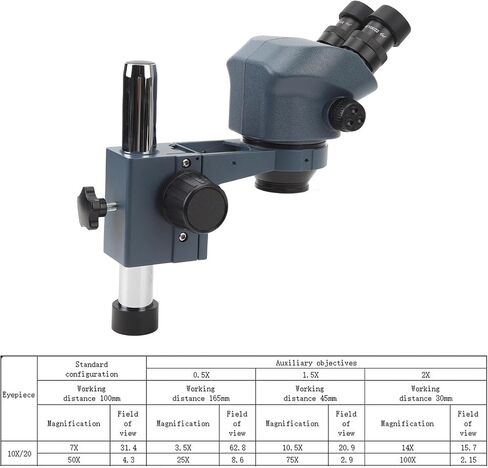 Trinocular Stereo Microscope Clear Imaging 7-50X Magnification 0.7-5X Zoom Lens for Inspection Maintenance in Kuwait