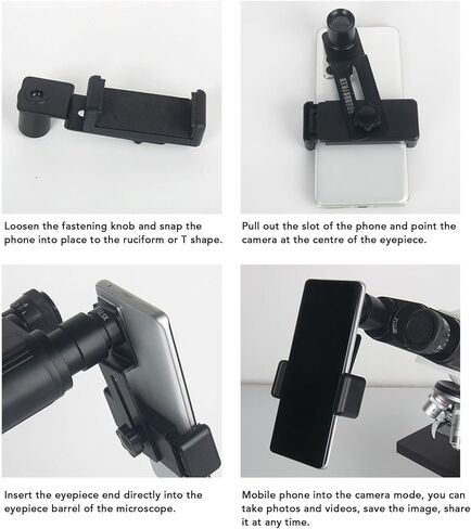 Fabater Microscope Lens Cellphone Adapter, 12.5X Microscope Smartphone Camera Adapter, Mobile Phone Holder, Connect Mobile Phone to Tube 23.2mm in Kuwait