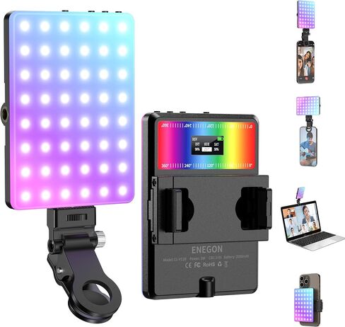 ENEGON RGB Video Light, Built-in 4000mAh Rechargeable Battery LED Camera Light Full Color 24 Common Light Effects, CRI≥95 2500-9000K LED Video Light Panel with Power Bank Function. in Kuwait