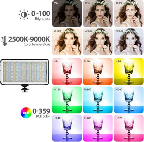 ENEGON RGB Video Light, Built-in 4000mAh Rechargeable Battery LED Camera Light Full Color 24 Common Light Effects, CRI≥95 2500-9000K LED Video Light Panel with Power Bank Function. in Saudi Arabia