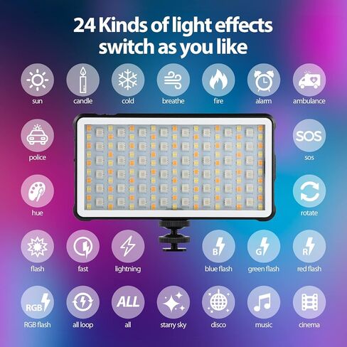ENEGON RGB Video Light, Built-in 4000mAh Rechargeable Battery LED Camera Light Full Color 24 Common Light Effects, CRI≥95 2500-9000K LED Video Light Panel with Power Bank Function. in Saudi Arabia