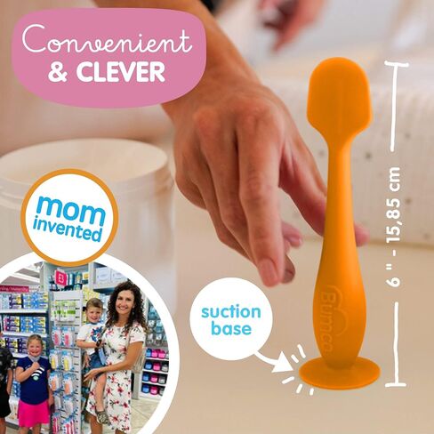 Bumco Baby Bum Brush - Flexible Diaper Cream Spatula Applicator (Orange) | BPA-Free Diaper bag essentials. Mom-invented butt paste spatula and diaper rash cream applicator. Soft, wipe-clean silicone. in Kuwait