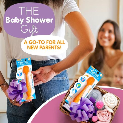Bumco Baby Bum Brush - Flexible Diaper Cream Spatula Applicator (Orange) | BPA-Free Diaper bag essentials. Mom-invented butt paste spatula and diaper rash cream applicator. Soft, wipe-clean silicone. in Kuwait