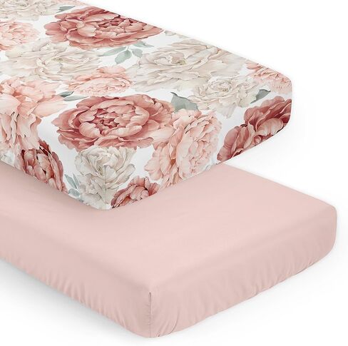 Sweet Jojo Designs 2-Piece Baby Crib Sheets Set (Boho Purple Floral) for Girls, Infant Nursery, Toddler Room - Fitted, Standard Size (Lavender, Bohemian, Vintage, Flower, Watercolor, Shabby Chic) in Kuwait