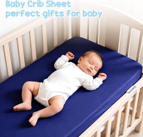 Baby Crib Sheets for Girls Boys,2 Pack Fitted Crib Sheets for Standard Mattress Soft & Breathable Nursery Bedding for Girls Cute Prints Toddler Bed Sheets Decor 52x28 inch Blue Dinosaur in Kuwait