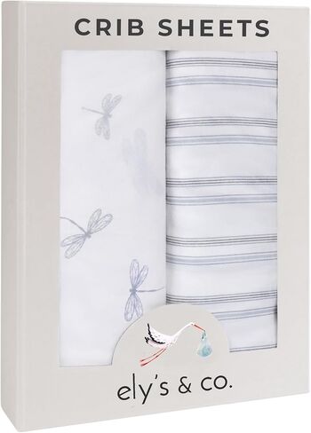 Ely’s & Co. Changing Pad Cover, Diaper Changing Table Sheets, 2 Pack, Cradle Sheet Set for Baby Girls, 100% Jersey Knit Cotton, 32"x16"x5" Pink Butterfly + Stripe Collection in Saudi Arabia