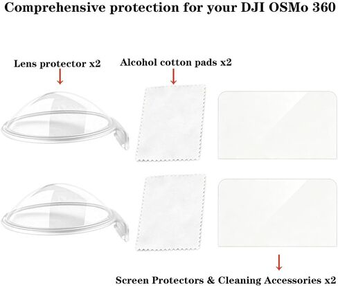 Upgrade Lens Guard+2 Pack Screen Protector for DJI Osmo 360 Accessories | Camera Lens Protector Anti-Scratch PC Lens Protector Cover HD Tempered Glass Accessories Kit Compatible with Osmo 360 Camera in Kuwait