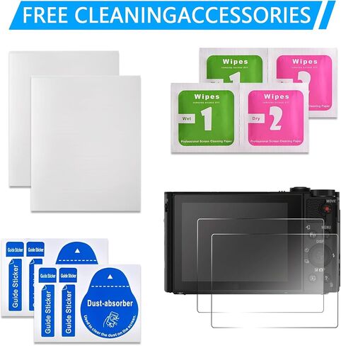 2PCS Screen Protector Film Compatible with SONY HX90V HX90 WX500 Cameras, 9H Hardness Crystal Clear Tempered Glass Screen Protector Screen Film, Anti-scratch Anti-Fingerprint in Kuwait