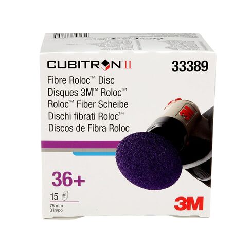 3M Cubitron II Roloc Fibre Disc, 786C, 33389, 3 in, 36+ Grade | 15 Pack, Grinding, Weld Blending, Deburring, High Cut Rate, Long Life in Kuwait