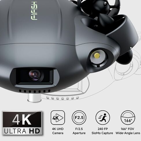 QYSEA FIFISH V6 Expert M100 with 6 Hours Working Time, AI Vision Lock Underwater Drone, QYSEA Underwater Robot with EPP Case, Q-interface, Portable ROV with 4K Camera, 330ft Dive in Kuwait