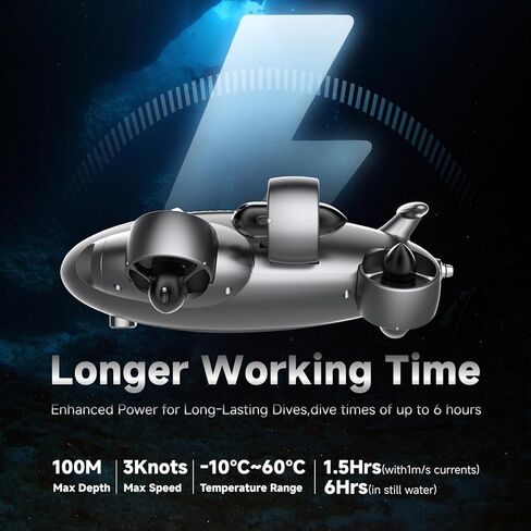 QYSEA FIFISH V6 Expert M100 with 6 Hours Working Time, AI Vision Lock Underwater Drone, QYSEA Underwater Robot with EPP Case, Q-interface, Portable ROV with 4K Camera, 330ft Dive in Kuwait