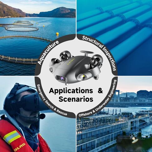 QYSEA FIFISH V6 Expert M100 with 6 Hours Working Time, AI Vision Lock Underwater Drone, QYSEA Underwater Robot with EPP Case, Q-interface, Portable ROV with 4K Camera, 330ft Dive in Kuwait