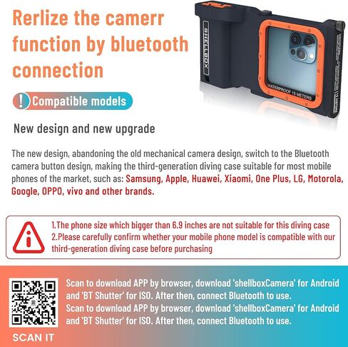 Willbox Professional Remote Control Diving Phone Protective Case, Outdoor Swimming Snorkeling Surfing Underwater Photo Video Housing for No More Than 6.9 Inch Smartphones in Kuwait