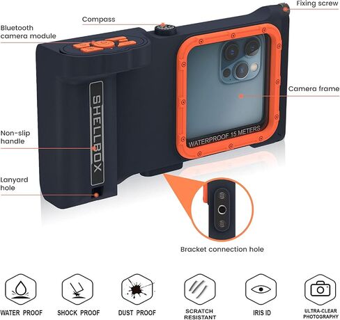 Willbox Professional Remote Control Diving Phone Protective Case, Outdoor Swimming Snorkeling Surfing Underwater Photo Video Housing for No More Than 6.9 Inch Smartphones in Kuwait