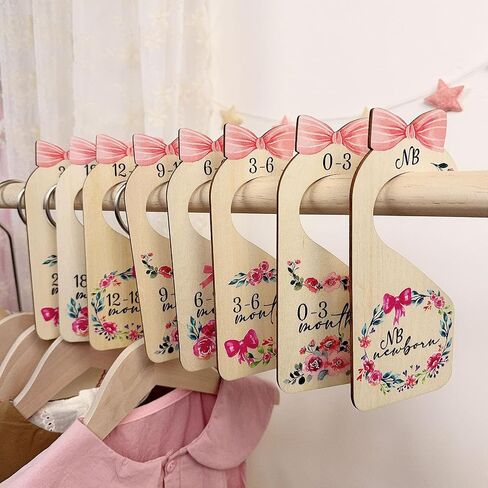 Baby Closet Dividers 8pcs Double-Sided Baby Clothes Dividers for Closet Wooden Nursery Decor for Gilrs Wardrobe-Ideal Baby Size Closet Organizer in Kuwait