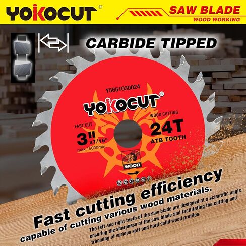 3 Inch Circular Saw Blade 24T (Tungsten Carbide Tooth) Compatible with 3 Inch Saws, Cutting for Wood, Plywood, OSB, Veneer, Plastic, 7/16" Arbor with 3/8" Bushings - 3 Pack in Kuwait