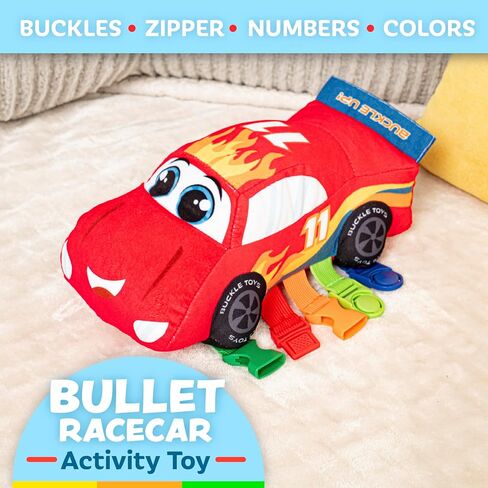 Buckle Toys, Bullet Racecar Plush Learning Toy, Develop Fine Motor Skills | Sensory Learning Activity Toys, Toddler Plane Travel Essential in Kuwait