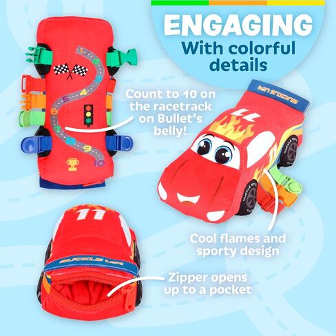 Buckle Toys, Bullet Racecar Plush Learning Toy, Develop Fine Motor Skills | Sensory Learning Activity Toys, Toddler Plane Travel Essential in Kuwait