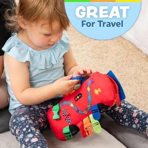 Buckle Toys, Bullet Racecar Plush Learning Toy, Develop Fine Motor Skills | Sensory Learning Activity Toys, Toddler Plane Travel Essential in Kuwait