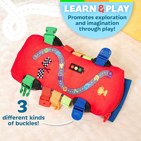 Buckle Toys, Bullet Racecar Plush Learning Toy, Develop Fine Motor Skills | Sensory Learning Activity Toys, Toddler Plane Travel Essential in Kuwait