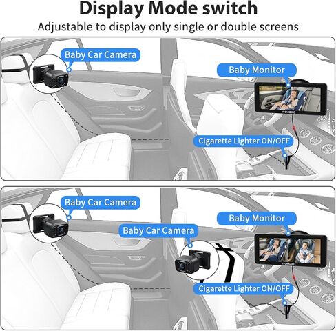 Itomoro Baby Car Camera Dual-Channel 6.8 inch HD 1080P Display with 2 IR Night Vision, Baby Car Mirror Easily Install Car Camera for Baby with Crystal Clear Wide View for Rear Facing Seat in Kuwait