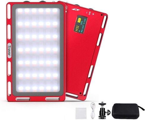 Travor RGB Video Light, 360° Full Color 15 Lighting Scenes Effects CRI 96+ Dimmable 2500-10000K Built-in Rechargeable Battery LED Camera Video Panel Light for Studio YouTube Portrait Photography in Kuwait