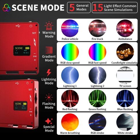 Travor RGB Video Light, 360° Full Color 15 Lighting Scenes Effects CRI 96+ Dimmable 2500-10000K Built-in Rechargeable Battery LED Camera Video Panel Light for Studio YouTube Portrait Photography in Kuwait