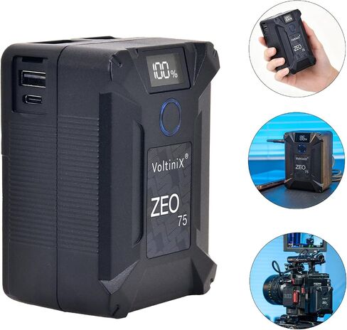 V Mount Battery,75Wh 5200mAh 14.4V V Lock Battery,60W PD USB‑C,D‑Tap,USB‑A,11A High Discharge,LCD Display,for Camera Camcorder Monitor Video Light Filmmaker ZEO75 in Kuwait