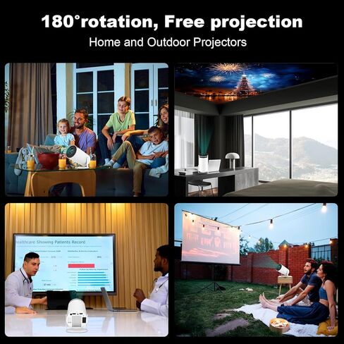 Mini Portable Projector, Support 4K 1080P with Dual-Band WIFI6 5G Wireless 5.0 Bluetooth Android 11,160 ANSI,180° Rotatable, Auto Keystone Correction, 35"-130" Screen Video Projector in Kuwait