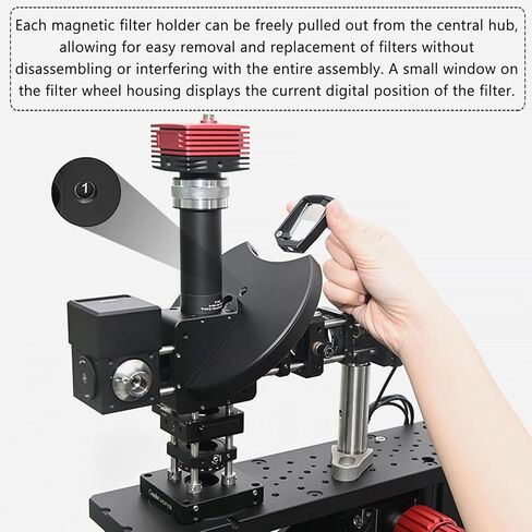 5-Position Filter Wheel, Dichroic Filter Wheel for Telescope, Holds 5× 36×25mm Optics, with 45° Mounting, Thickness <1.1mm, for Multi-wavelength Optical Experiments in Kuwait