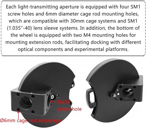5-Position Filter Wheel, Dichroic Filter Wheel for Telescope, Holds 5× 36×25mm Optics, with 45° Mounting, Thickness <1.1mm, for Multi-wavelength Optical Experiments in Kuwait
